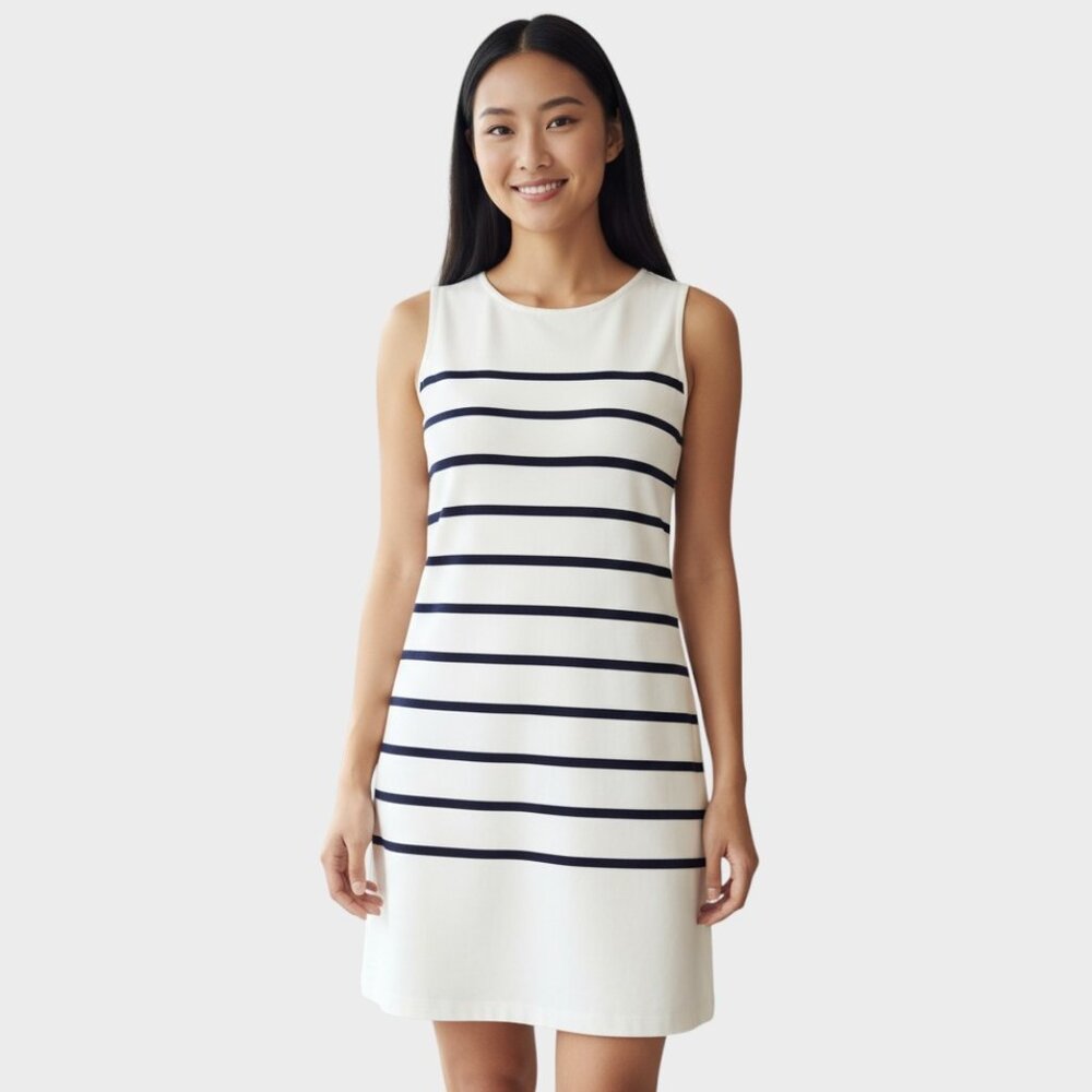 Femestage Eva Minge Dress Womens 34 Navy White Stripe Preppy Nautical Chic